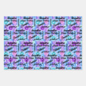 Persoonlijke naam Happy Birthday roze lavender Blu Inpakpapier Vel (Voorkant)
