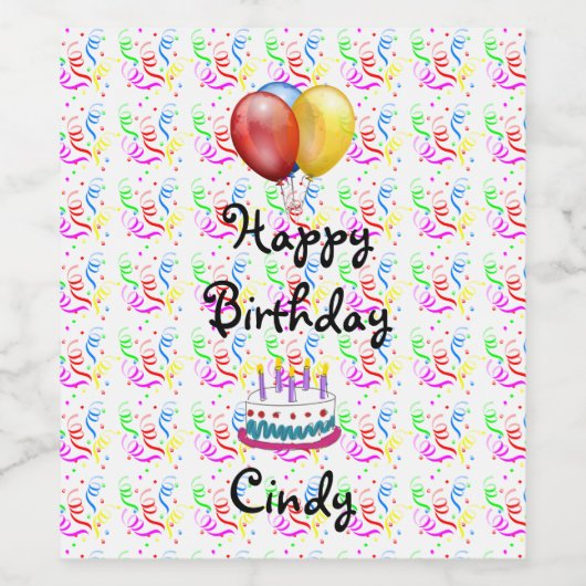 Persoonlijke naam Happy Birthday Wijn Etiket (Enkel label)