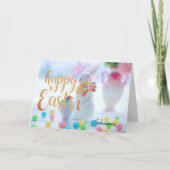 Persoonlijke naam HAPPY EASTER Cute Bunny Aestheti Kaart (Voorkant)