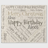 Persoonlijke naam Happy Kerstmis Birthday Funny Cadeaupapier (Vlak)