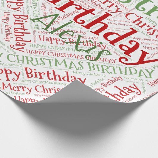 Persoonlijke naam Happy Kerstmis Birthday Funny Cadeaupapier (Hoek)