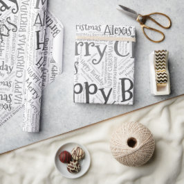 Persoonlijke naam Happy Kerstmis Birthday Funny W Cadeaupapier