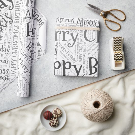 Persoonlijke naam Happy Kerstmis Birthday Funny W Cadeaupapier (Crafts)