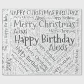 Persoonlijke naam Happy Kerstmis Birthday Funny W Cadeaupapier (Vlak)