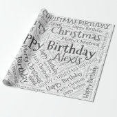 Persoonlijke naam Happy Kerstmis Birthday Funny W Cadeaupapier (Uitgerold)