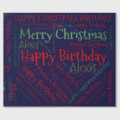 Persoonlijke naam Happy Kerstmis Birthday Funny W Cadeaupapier (Vlak)