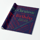 Persoonlijke naam Happy Kerstmis Birthday Funny W Cadeaupapier (Uitgerold)