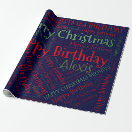 Persoonlijke naam Happy Kerstmis Birthday Funny W Cadeaupapier