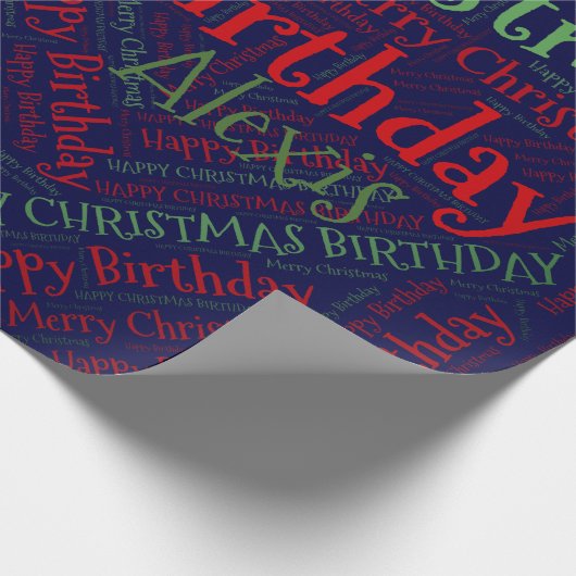 Persoonlijke naam Happy Kerstmis Birthday Funny W Cadeaupapier (Hoek)