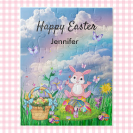 Persoonlijke naam Happy Pasen Bunny Legpuzzel