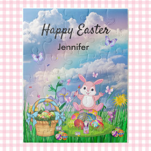 Persoonlijke naam Happy Pasen Bunny Legpuzzel