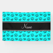 Persoonlijke naam heldere aqua-harten en poolafdru spandoek (Horizontaal)