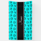 Persoonlijke naam heldere aqua-harten en poolafdru spandoek (Verticaal)