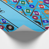 Persoonlijke naam hemelsblauw kleurig poolpatroon cadeaupapier (Hoek)