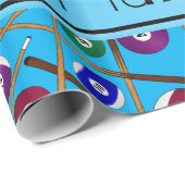 Persoonlijke naam hemelsblauw kleurig poolpatroon cadeaupapier (Rol Hoek)