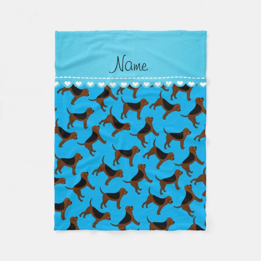 Persoonlijke naam hemelsblauwe bloedhonden fleece deken (Voorkant)