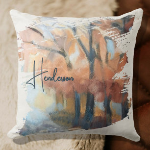 Persoonlijke naam herfst aquarel boho oranje kussen
