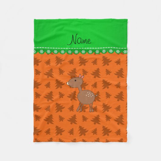 Persoonlijke naam hert oranje kerstbomen fleece deken (Voorkant)