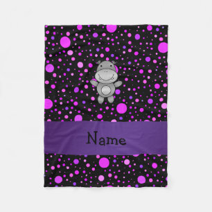 Persoonlijke naam hippo paarse polka dots fleece deken