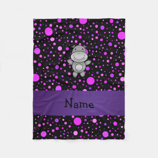 Persoonlijke naam hippo paarse polka dots fleece deken (Voorkant)