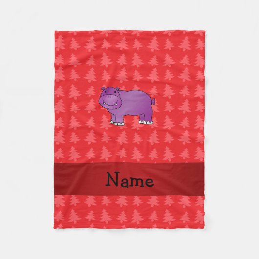 Persoonlijke naam hippo red kerstbomen fleece deken (Voorkant)