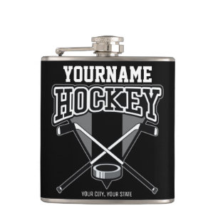 Persoonlijke NAAM Hockey Speler Stick Puck Team Heupfles