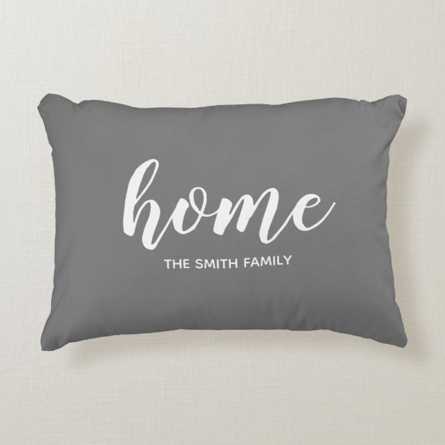 Persoonlijke naam Home Sentiment Grey Accent Kussen (Voorkant)