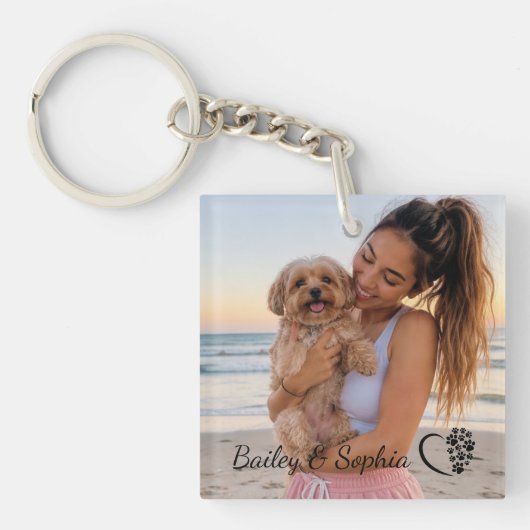 Persoonlijke naam hond moeder foto sleutelhanger (voorkant)
