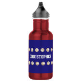 Persoonlijke naam, honkbal, rood en blauw waterfles  (Rechts)