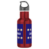 Persoonlijke naam, honkbal, rood en blauw waterfles  (Achterkant)