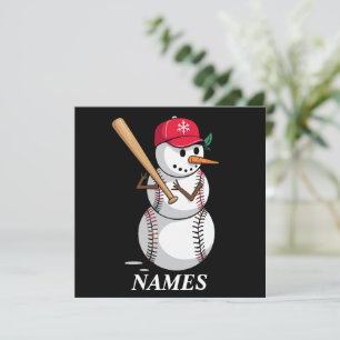 Persoonlijke naam honkbal sneeuwman ballen sneeuw  feestdagenkaart