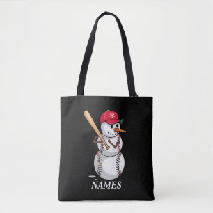 Persoonlijke naam honkbal sneeuwman ballen sneeuw  tote bag