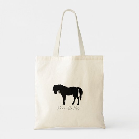 Persoonlijke naam Horse Black & White Tote Bag (Achterkant)