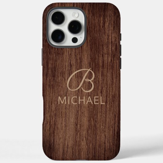 Persoonlijke naam houtnerf hout monogram Case-Mate iPhone case (Achterkant)
