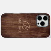 Persoonlijke naam houtnerf hout monogram Case-Mate iPhone case (Achterkant (horizontaal))