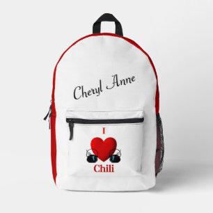 Persoonlijke naam I Heart Chili Bedrukte Rugzak
