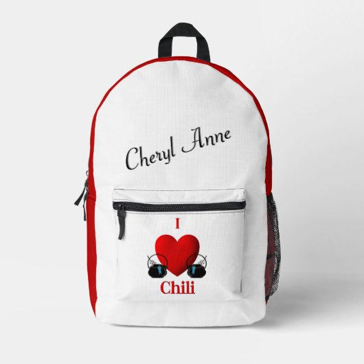 Persoonlijke naam I Heart Chili Bedrukte Rugzak (Voorkant)