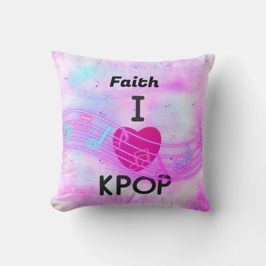 Persoonlijke naam I Love K-pop Kussen (Voorkant)