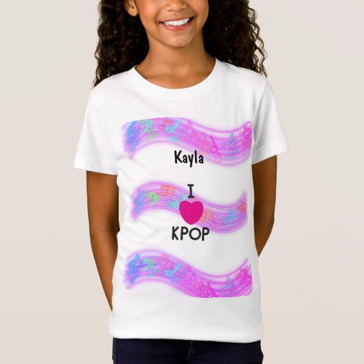 Persoonlijke naam I Love K-pop T-shirt (Voorkant)