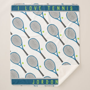 Persoonlijke naam Ik hou van tennisracket en bal Sherpa Deken