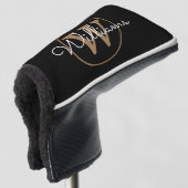 Persoonlijke naam in gouden monogram-lettertype golfheadcover (3/4 voorkant)