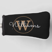 Persoonlijke naam in gouden monogram-lettertype golfheadcover (Voorkant)
