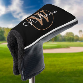Persoonlijke naam in gouden monogram-lettertype golfheadcover