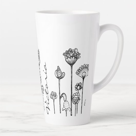 Persoonlijke naam in het patroon zwart-wit latte mok (Rechts)