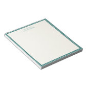 Persoonlijke naam in preppy turquoise gingham ruit notitieblok (Schuin)