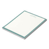 Persoonlijke naam in preppy turquoise gingham ruit notitieblok (Linkerzijde)