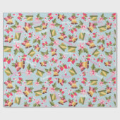 Persoonlijke naam in roze witte kerstcadeaus cadeaupapier (Vlak)