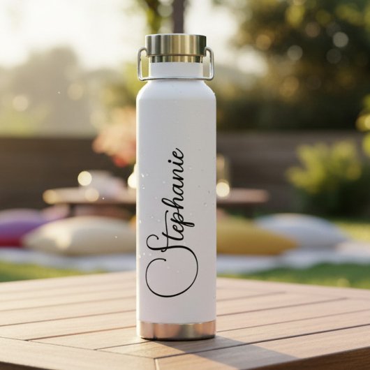 Persoonlijke naam in script waterfles