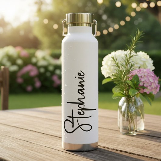 Persoonlijke naam in script waterfles