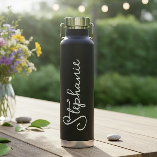 Persoonlijke naam in script waterfles